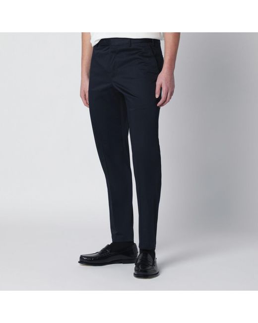 PT Torino Blue Cotton Blend Trousers for men