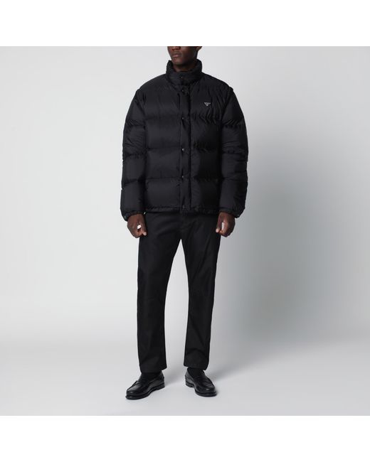 Prada Black Convertible Re-Nylon Down Jacket for men