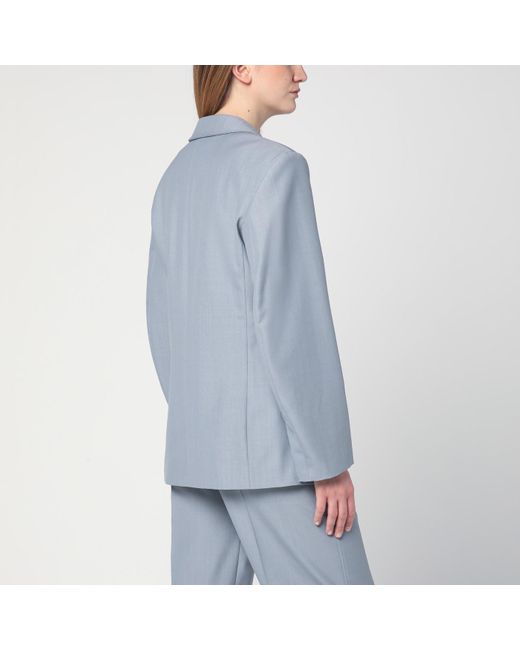 ジャケット LEMAIRE Grey melange double-breasted jacket Lemaire Grey Mélange Double-breasted Jacket in Blue | Lyst