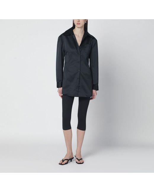 Frankie Shop Black Satin Shirt Dress