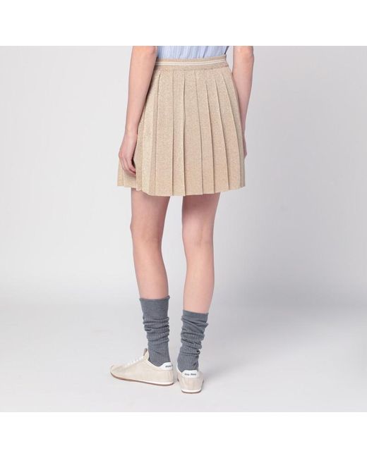 Minijupe Plissée Or En Lurex Miu Miu en coloris Natural