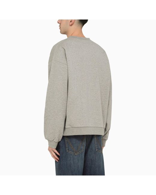 Gucci Gray Grey Cotton Crewneck Sweatshirt With Logo for men