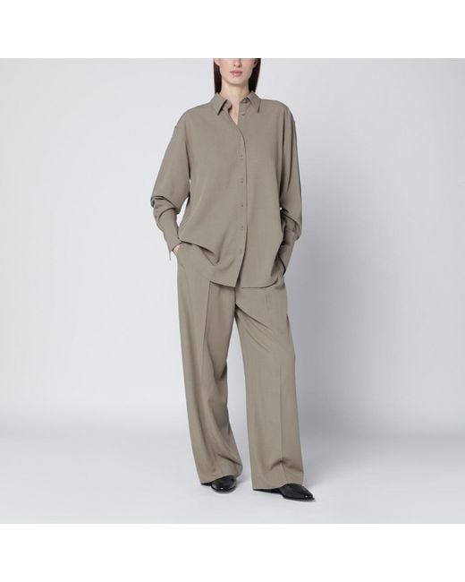 Totême Gray Taupe Wool-Blend Shirt
