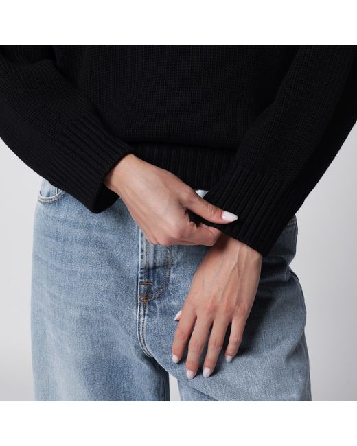 Totême Black Oversized Crewneck Sweater