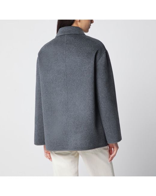 Rohe Black Dark Mélange Double-Faced Wool Jacket With Pankou Closure