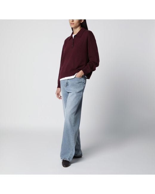 Anine Bing Red Cashmere Polo Sweater