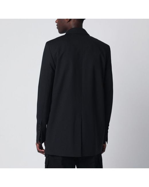 Rick Owens Black Single-Breasted Wool Jacket for men