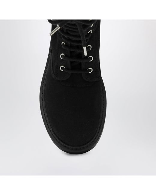 Prada Black Canvas Lace-Up Ankle Boots