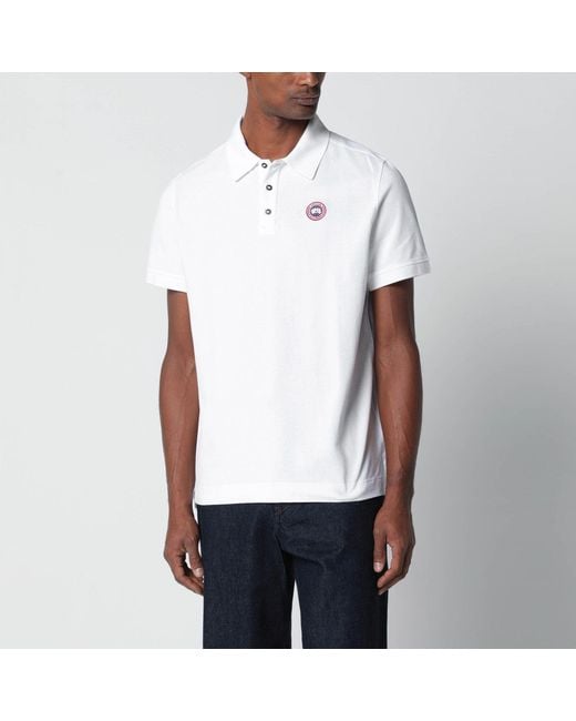 Canada Goose White Polo With Patch Logo for men