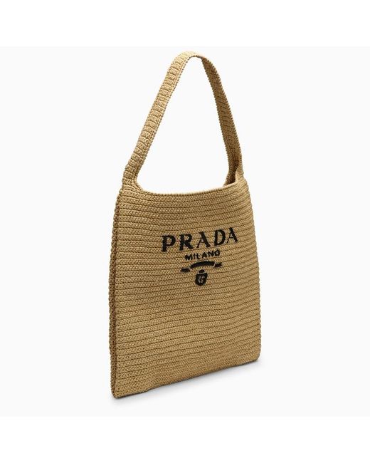 Borsa tote beige in rafia di Prada in Natural