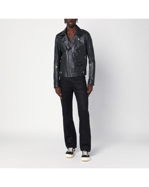 Giacca biker nera in pelle di Rick Owens in Black da Uomo