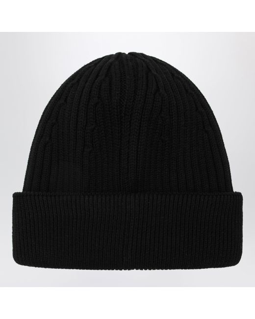 Loewe Black Wool Beanie With Logo Embroidery for men