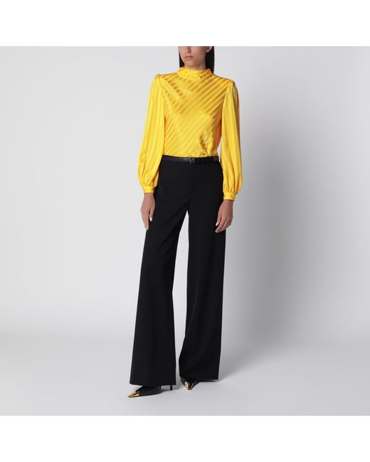 Valentino Yellow Vlogo Bright Narciso Jacquard Silk Top