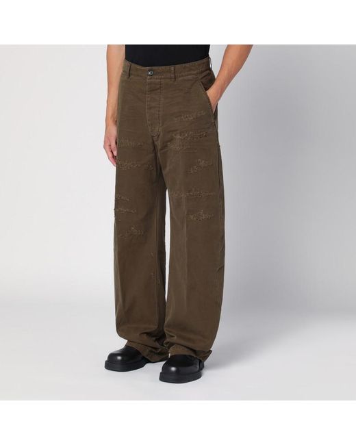 DSquared² Brown Military Wide Trousers With Wear for men