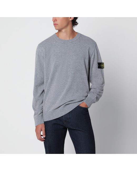 Stone Island Gray Mélange Crewneck Sweater for men