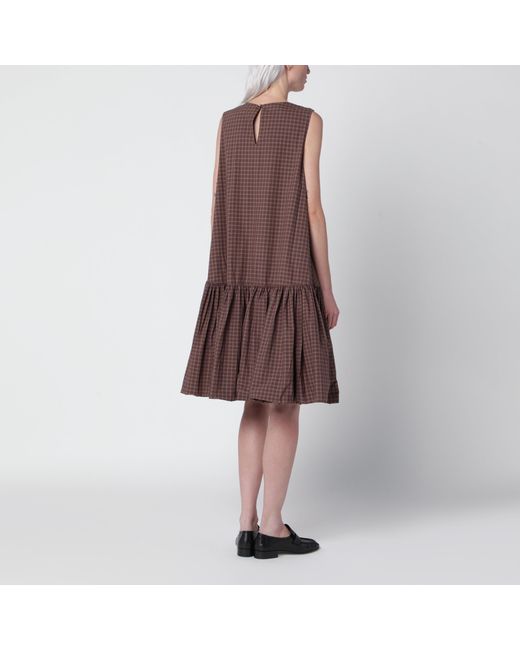 Cordera Brown Checked Balloon Dress