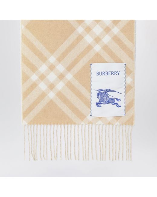 Burberry Natural Sand Check Cashmere Scarf