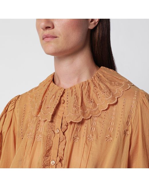 Isabel Marant Brown Lenora Caramel-Colored Cotton Dress