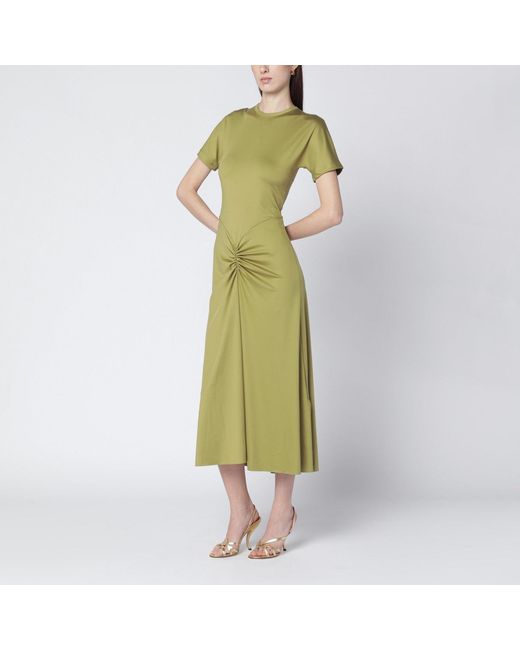 Victoria Beckham Green Blaire Dress With Gathered Waist