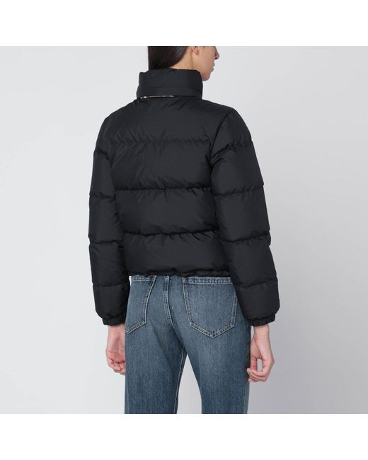 Burberry Black Zip-Up Puffer Jacket With Check Detail