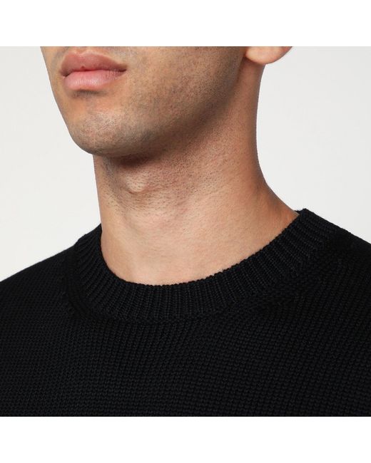 Roberto Collina Black Crew Neck Wool Sweater