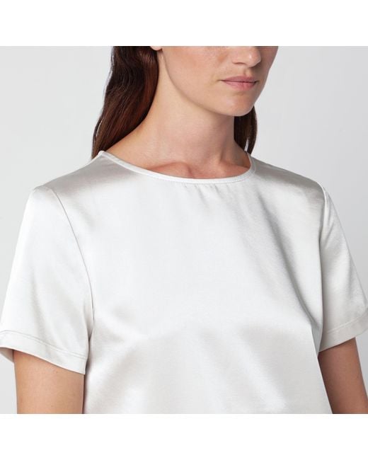 Weekend by Maxmara White Cream Satin Crew Neck T-Shirt