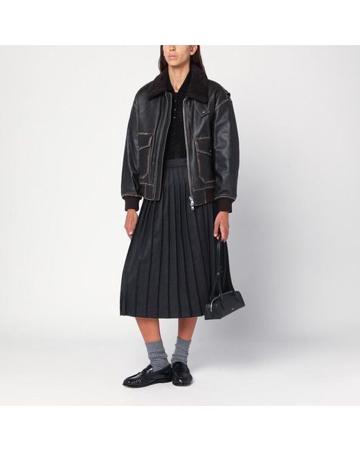DUNST Black Vintage-Effect Bomber Jacket
