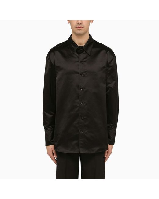 Camicia nera in seta di Saint Laurent in Black da Uomo