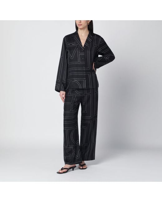 Totême Black Silk Monogram Shirt