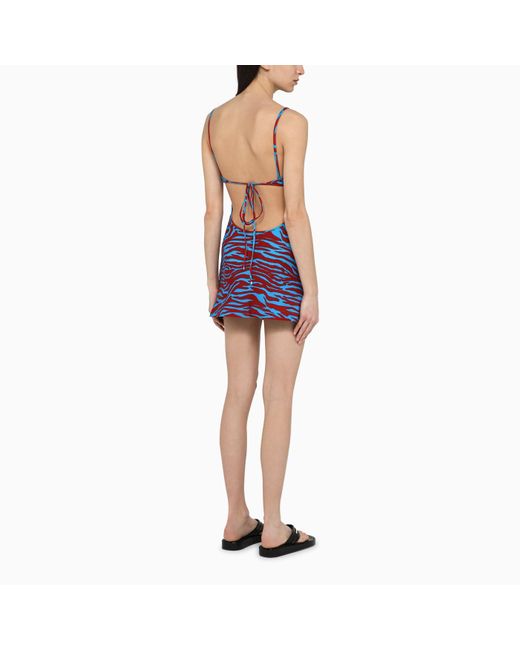 The Attico Blue Turquoise/red Zebra Print Cover-up