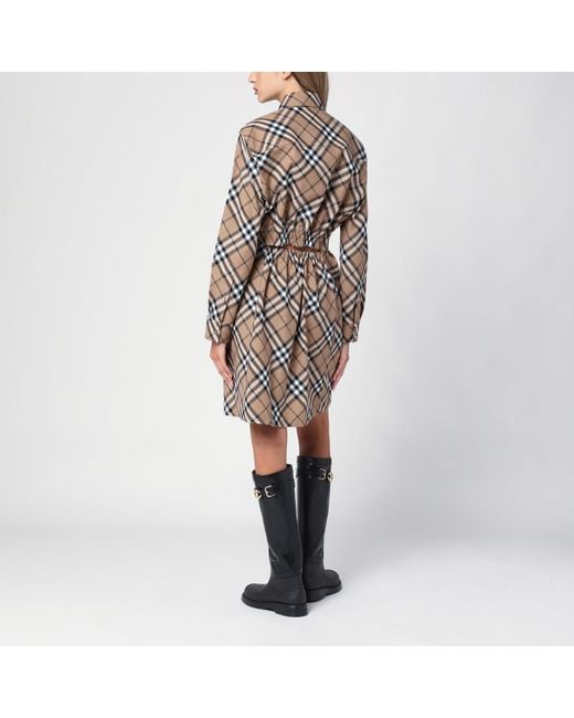 Burberry Natural Check Wool Blend Chemise Dress