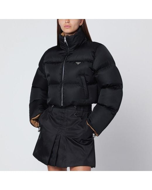 Prada Black Cropped Re-Nylon Down Jacket