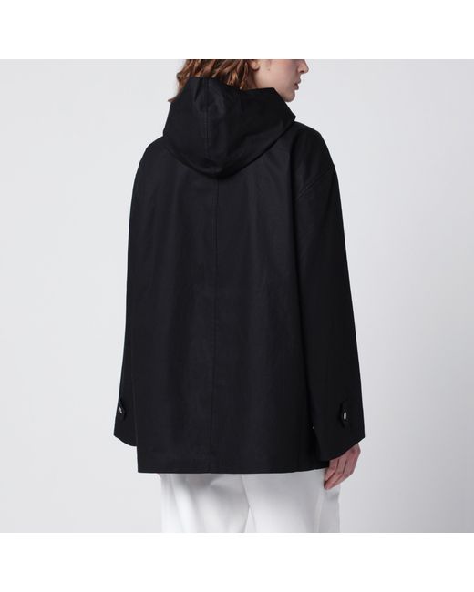 Totême Black Jacket With Organic Cotton Scarf
