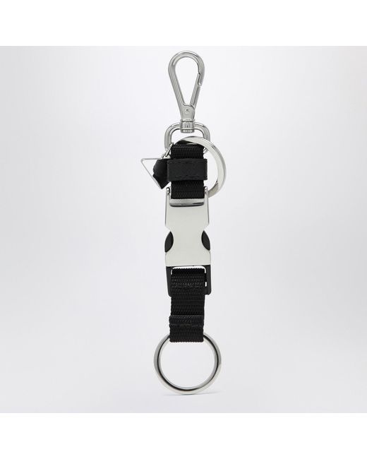 Prada White Keychain With Snap Buckle for men
