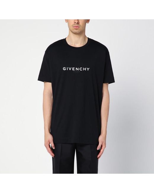 T-shirt oversize reverse nera in cotone con logo di Givenchy in Black da Uomo