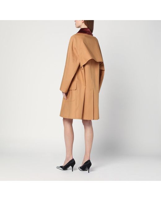 Prada Orange Honey-coloured Trench Coat In Cotton