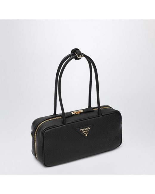 Prada Black Medium Leather Bowling Bag