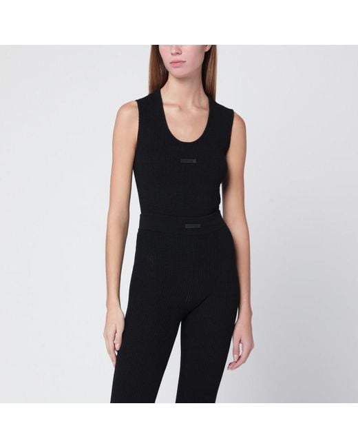 Fear Of God Black Schwarzes Tanktop Aus Stretchigem Waffle-Stoff