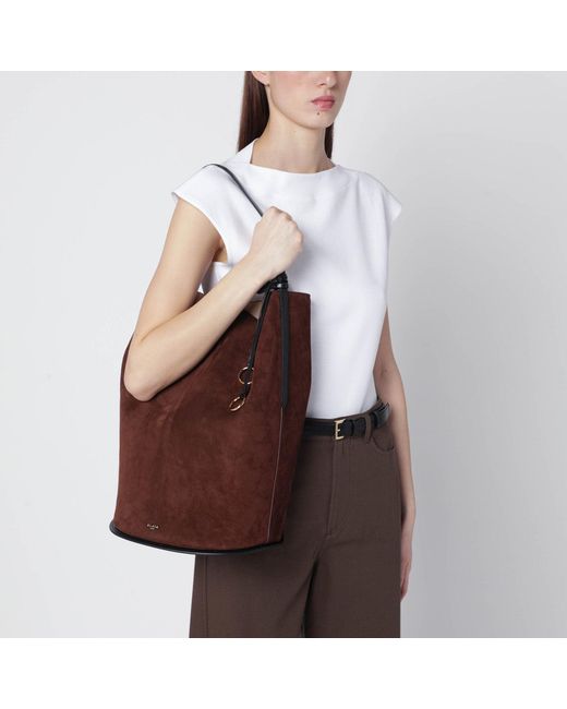 Alaïa Brown Hip Large Suede Bucket Bag