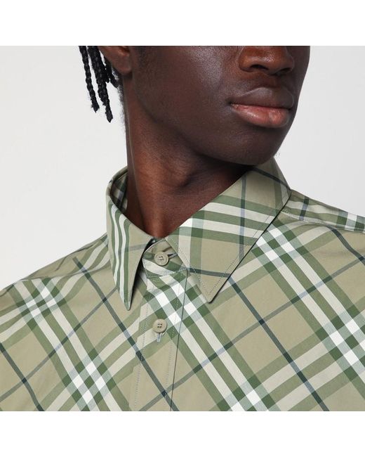 Burberry Green Saxon Check-patterned Shirt for men