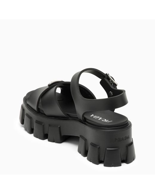 Prada Black Rubber Sandal With Logo