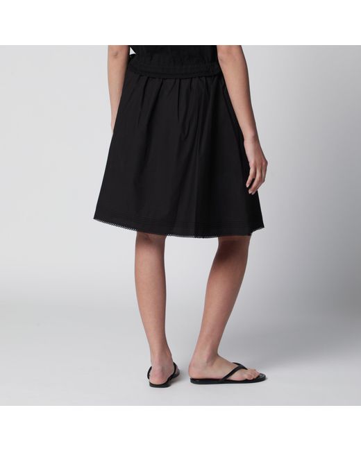 DUNST Black Cotton Midi Full Skirt