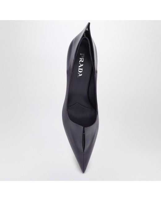Prada Blue Brushed Leather Decollete