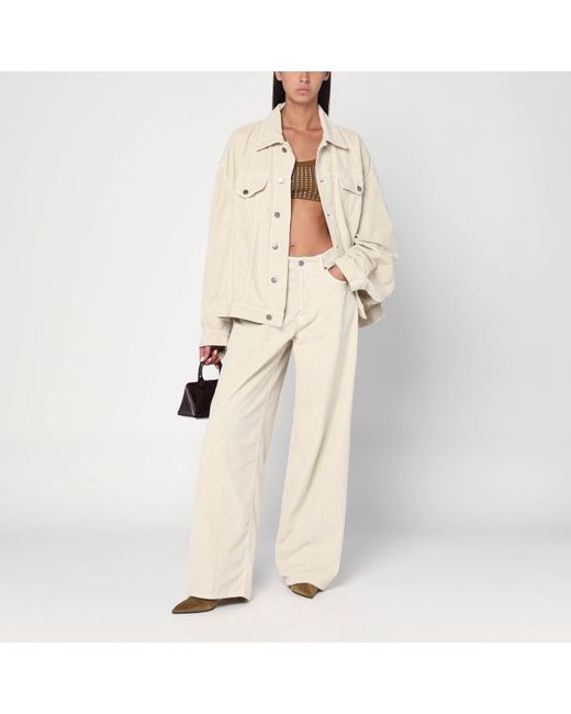 Haikure Natural Wide Ecru Corduroy Trousers