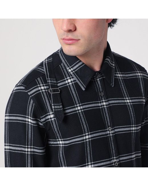 McQueen Black Shirt With Check Pattern for men