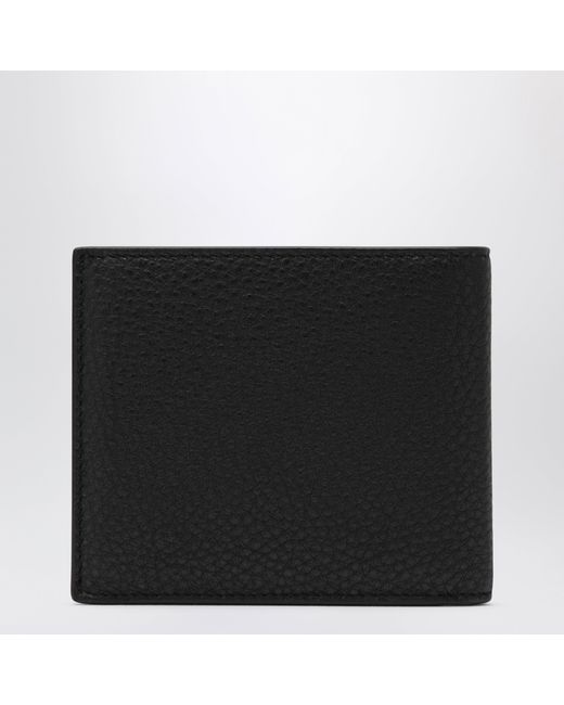 Balenciaga Black Grained Leather Card Holder With Logo for men