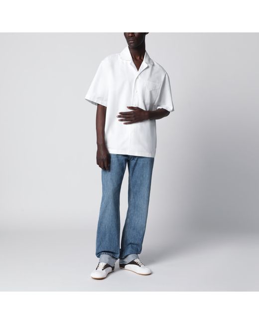 Bottega Veneta White Cotton Bowling Shirt for men