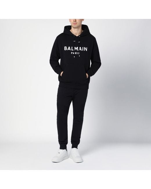 Balmain Cotton Hoodie With Logo in Black for Men Lyst UK