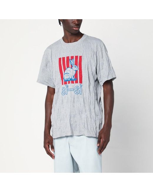 T-Shirt En Jersey De Coton Froissé Avec Imprimé Bottega Veneta pour homme en coloris White