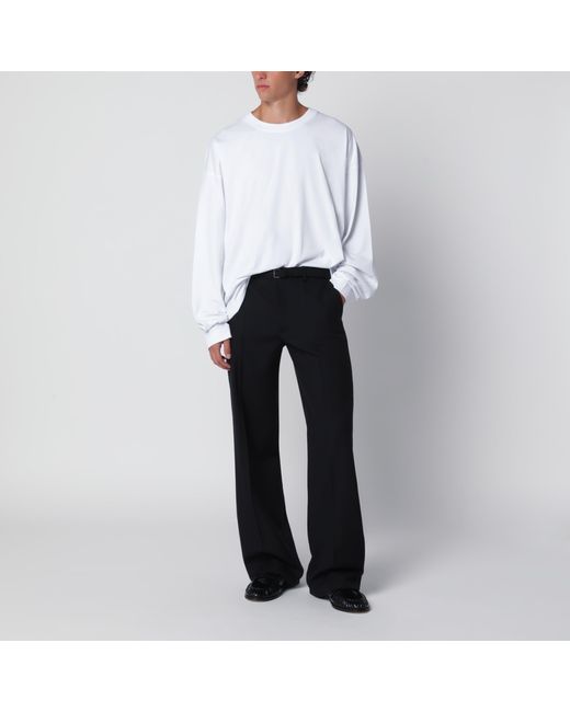 Dries Van Noten White Long-Sleeve Cotton T-Shirt for men